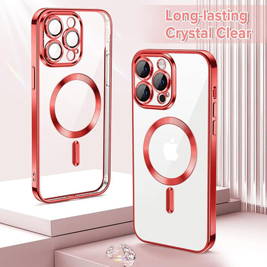 MagSafe Case for Apple iPhone 13 Pro, Techsuit, Luxury Crystal, Red
