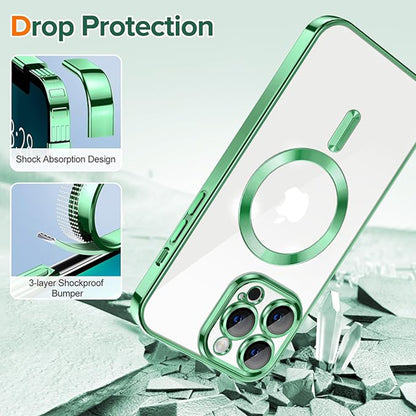 MagSafe Case for Apple iPhone 13 Pro, Techsuit, Luxury Crystal, Light Green