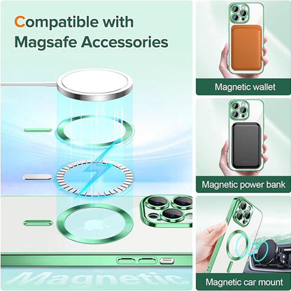 MagSafe Case for Apple iPhone 13 Pro, Techsuit, Luxury Crystal, Light Green