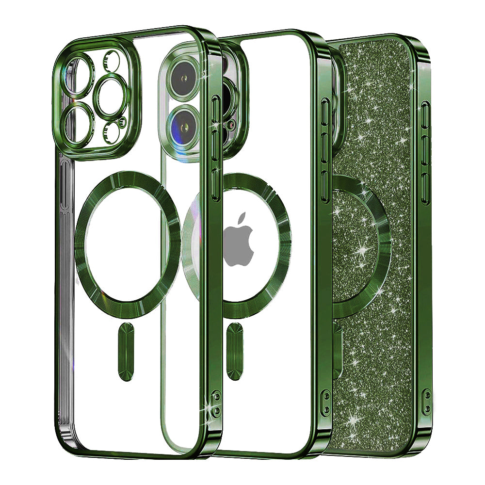Θήκη MagSafe για Apple iPhone 13 Pro, Techsuit, Luxury Glitter, Σκούρο Πράσινο