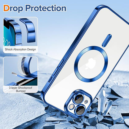 MagSafe Case for Apple iPhone 13, Techsuit, Luxury Crystal, Dark Blue