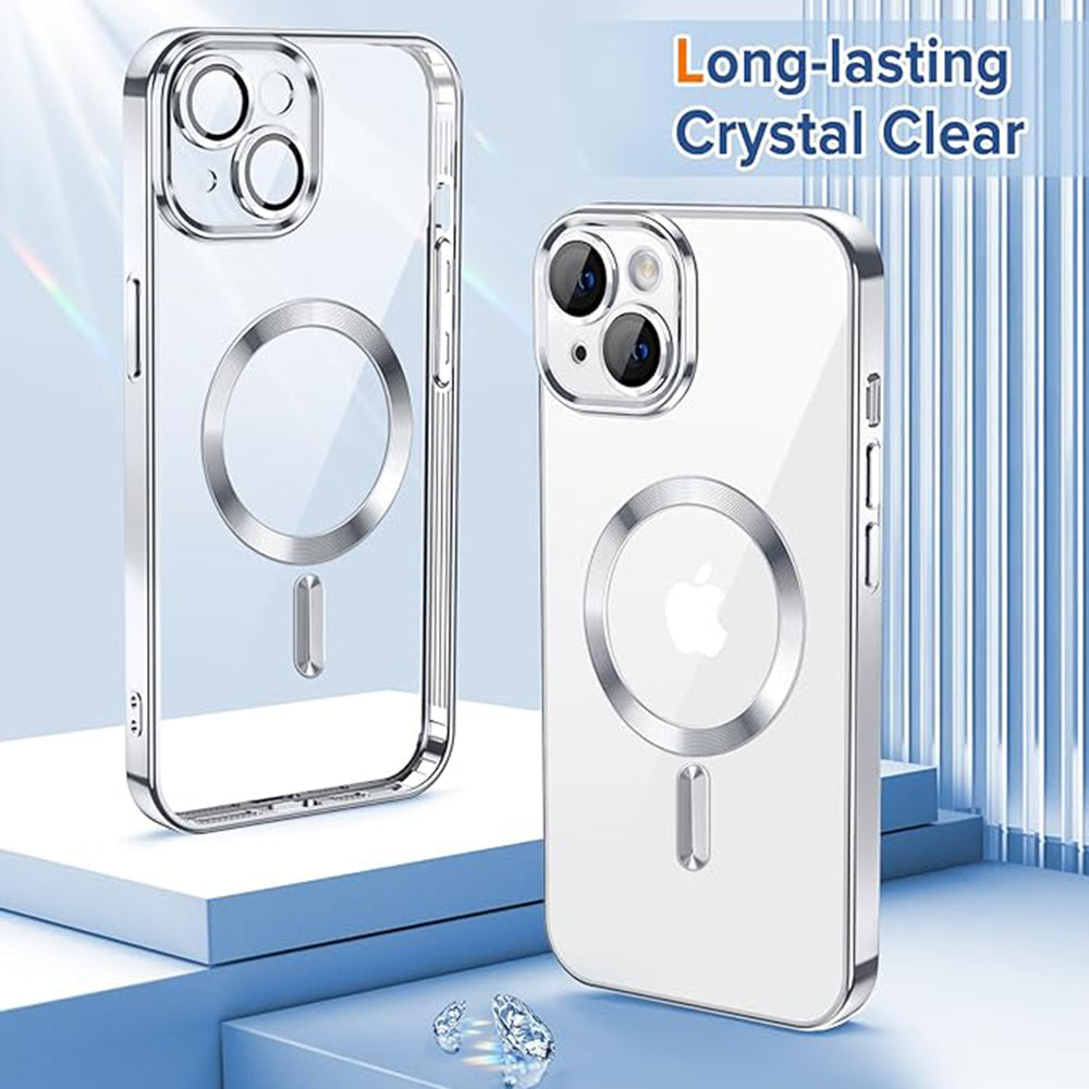 MagSafe Case for Apple iPhone 13, Techsuit, Luxury Crystal, Silver