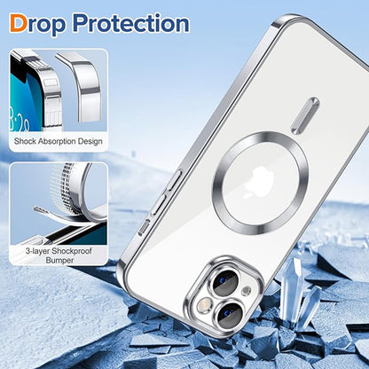 MagSafe Case for Apple iPhone 13, Techsuit, Luxury Crystal, Silver