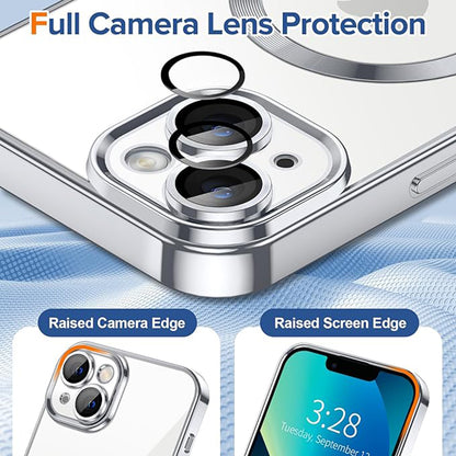 MagSafe Case for Apple iPhone 13, Techsuit, Luxury Crystal, Silver