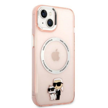 MagSafe Case for Apple iPhone 14, Karl Lagerfeld, Ikonik Karl & Choupette, Pink