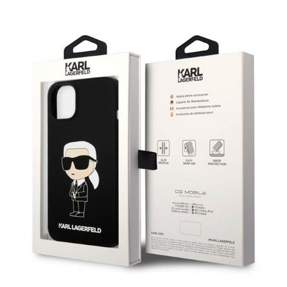 Θήκη MagSafe για Apple iPhone 14 Plus, Karl Lagerfeld, Silicone Ikonik Karl, Μαύρη