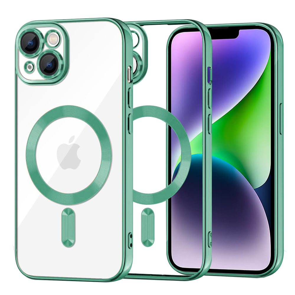 MagSafe Case for Apple iPhone 14 Plus, Techsuit, Luxury Crystal, Light Green