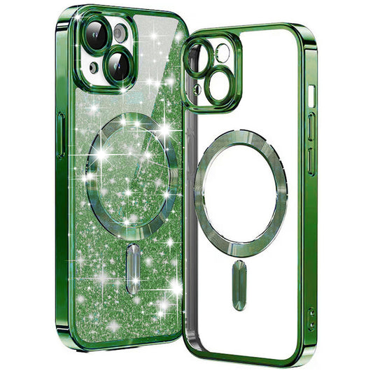 Θήκη MagSafe για Apple iPhone 14 Plus, Techsuit, Luxury Glitter, Σκούρο Πράσινο