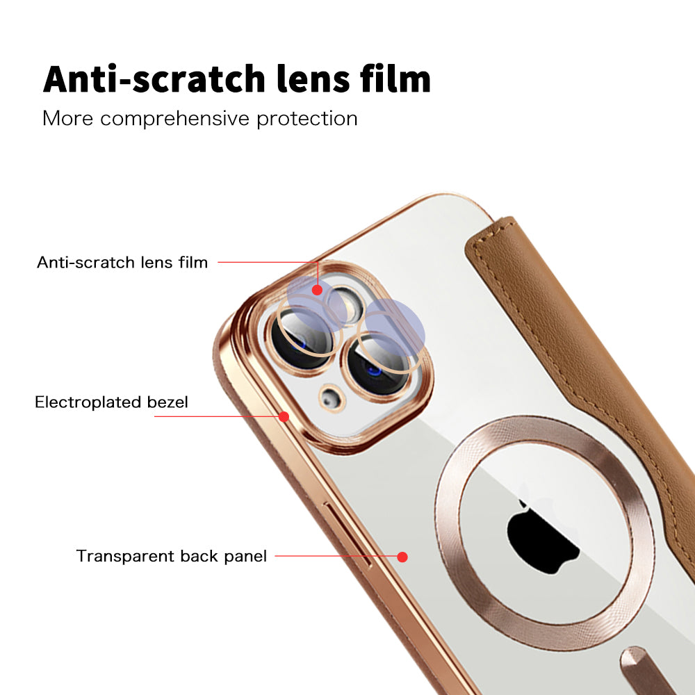 Θήκη MagSafe για Apple iPhone 14 Plus, Techsuit, SmartMag Book, Καφέ