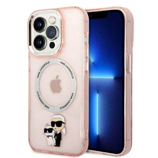 MagSafe Case for Apple iPhone 14 Pro, Karl Lagerfeld, Ikonik Karl & Choupette, Pink