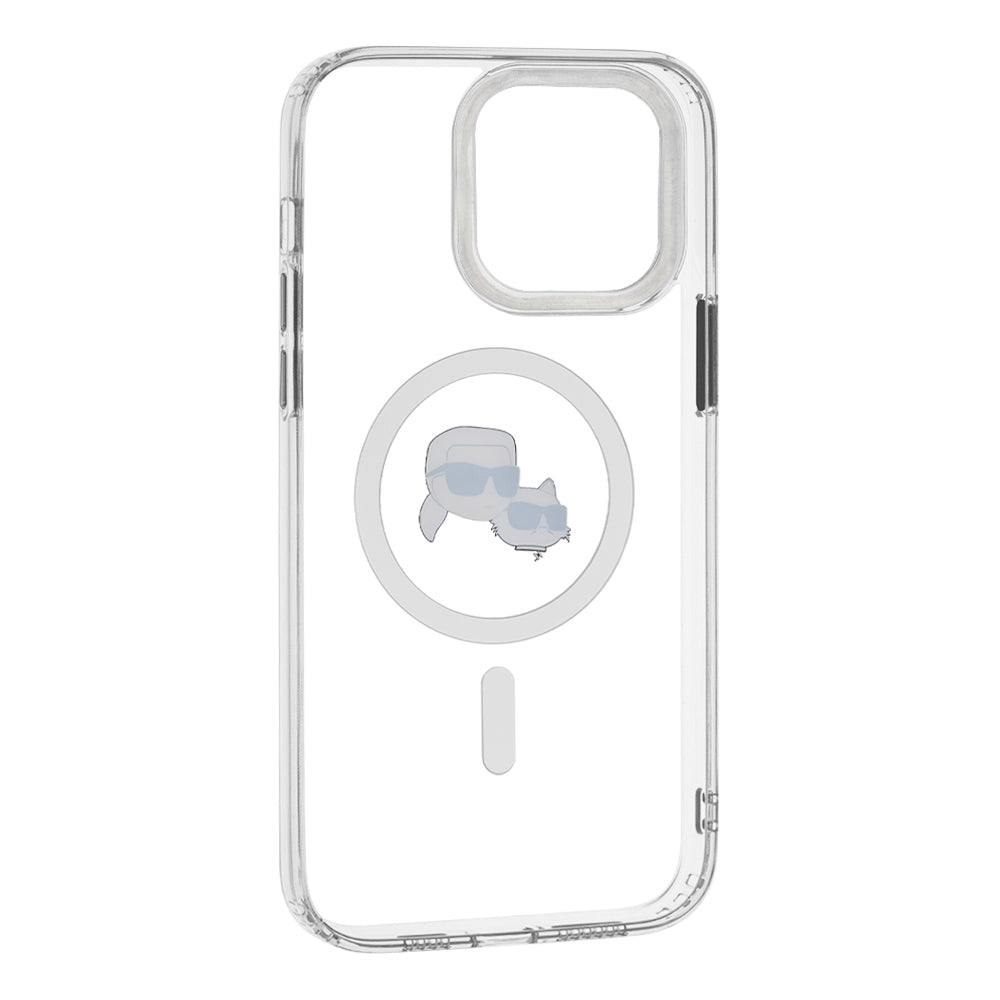 Θήκη MagSafe για Apple iPhone 14 Pro Max, Karl Lagerfeld, IML Metal Karl & Choupette's Heads, Λευκή