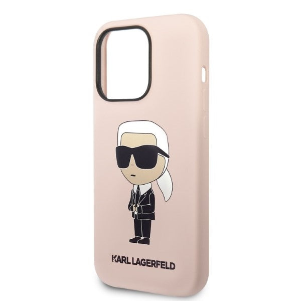 Θήκη MagSafe για Apple iPhone 14 Pro Max, Karl Lagerfeld, Silicone Ikonik Karl, Ροζ