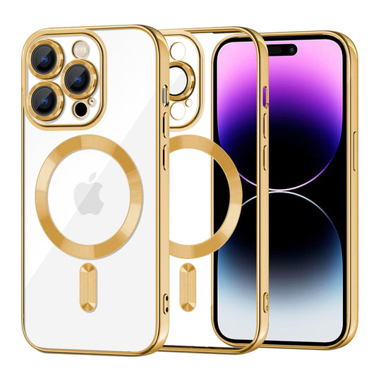 Θήκη MagSafe για Apple iPhone 14 Pro Max, Techsuit, Luxury Crystal, Χρυσή
