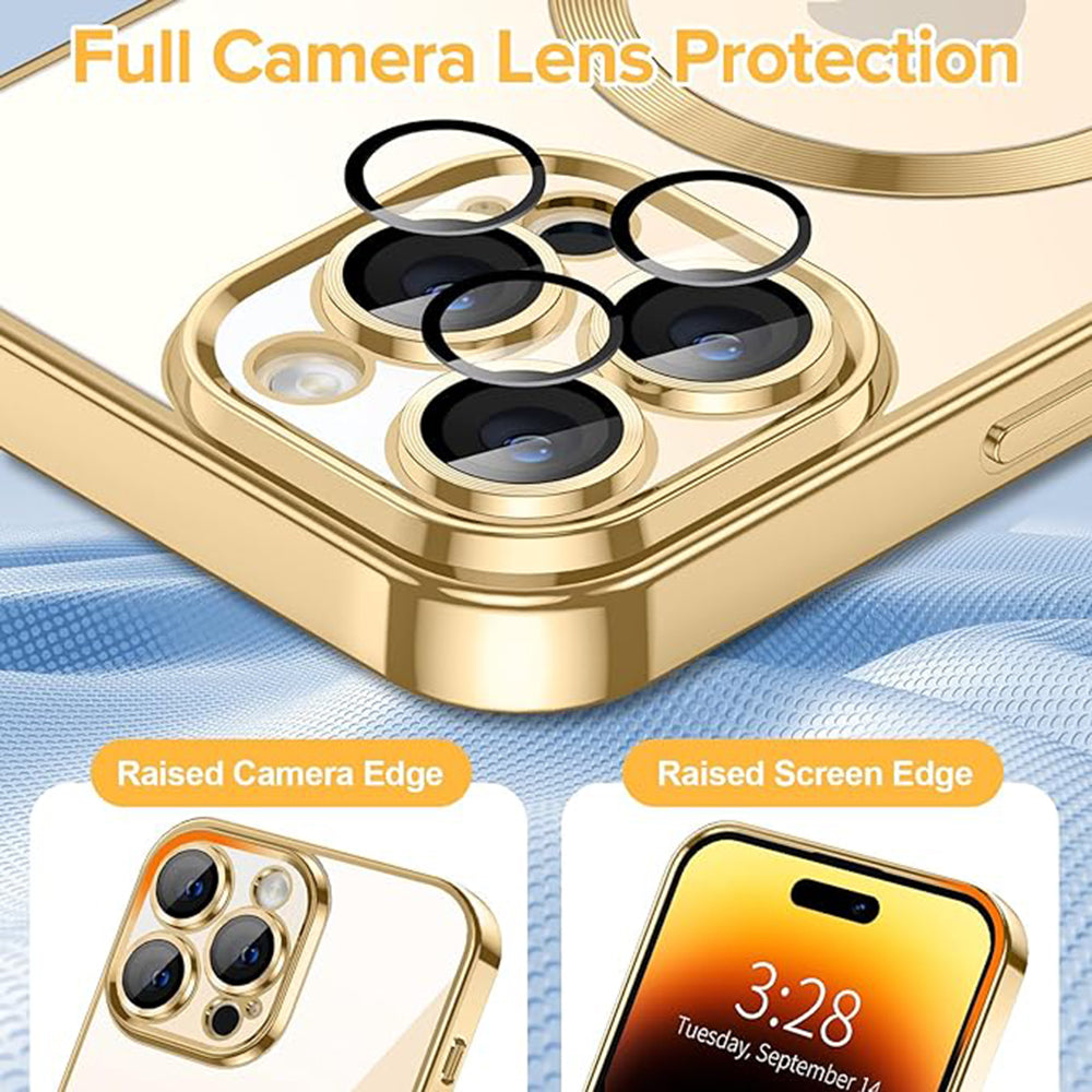MagSafe Case for Apple iPhone 14 Pro Max, Techsuit, Luxury Crystal, Gold