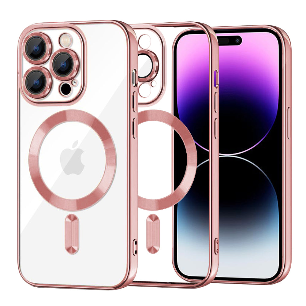 MagSafe Case for Apple iPhone 14 Pro Max, Techsuit, Luxury Crystal, Pink