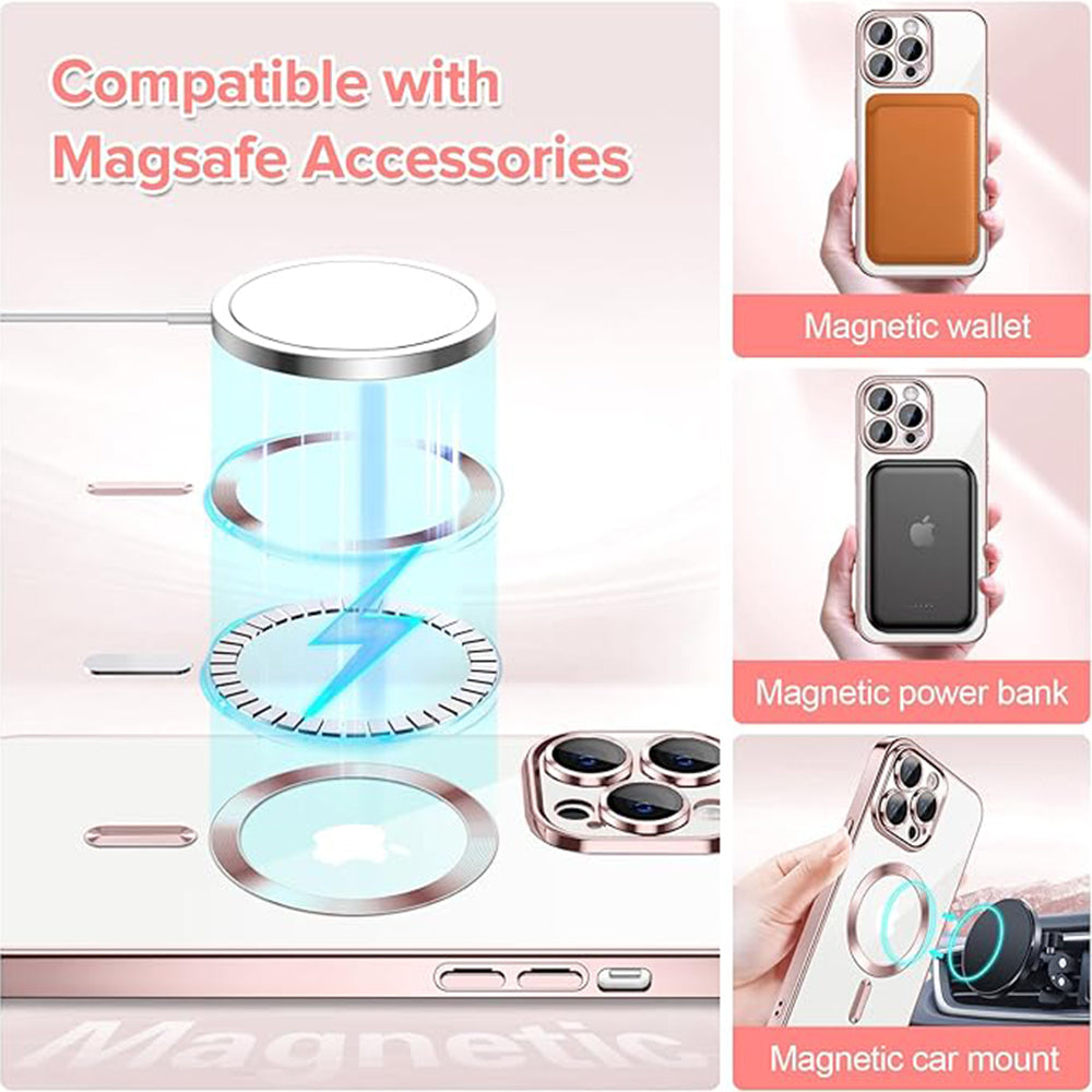 MagSafe Case for Apple iPhone 14 Pro Max, Techsuit, Luxury Crystal, Pink