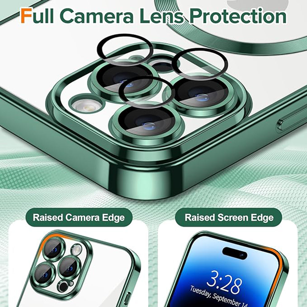 Θήκη MagSafe για Apple iPhone 14 Pro Max, Techsuit, Luxury Crystal, Σκούρο Πράσινο