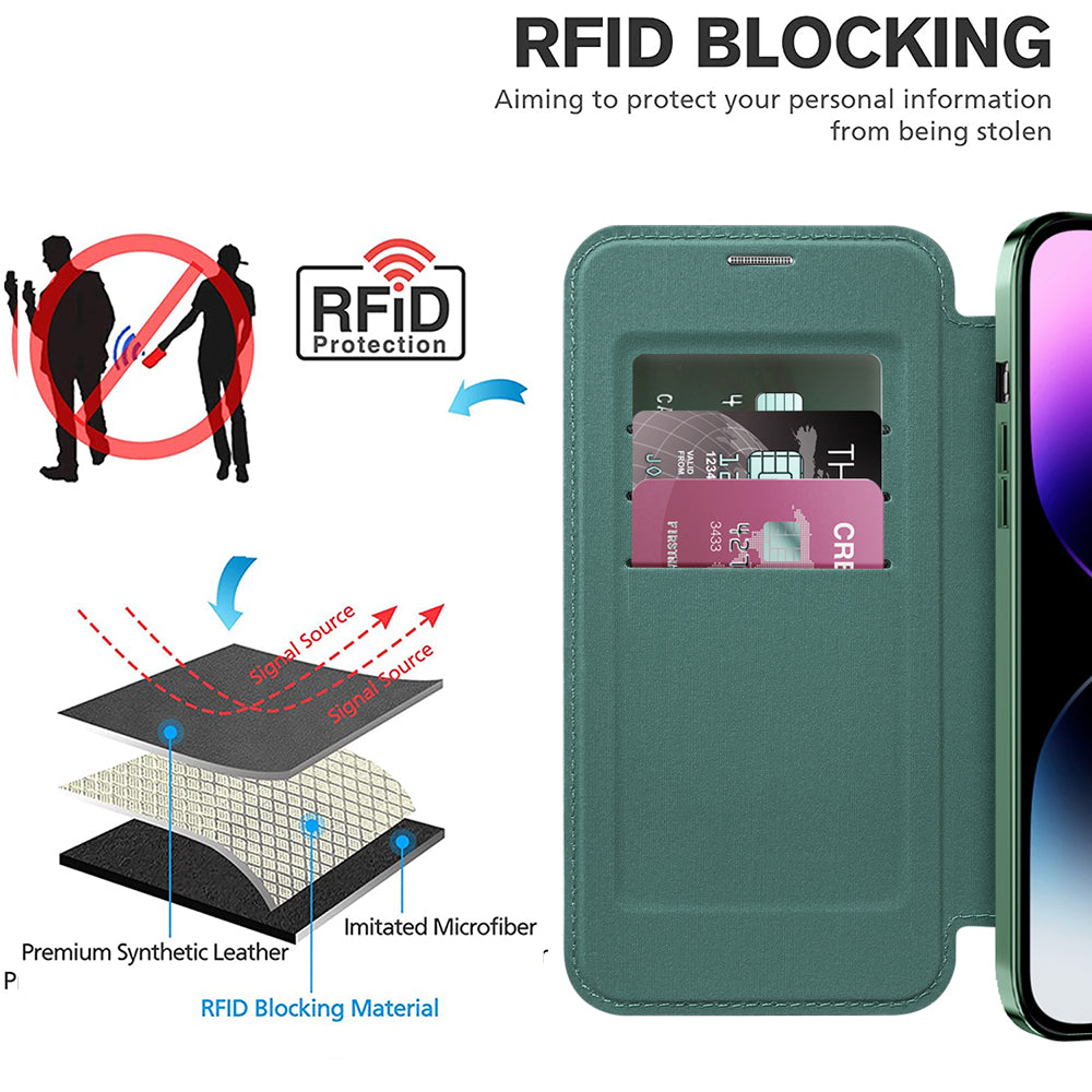 Θήκη MagSafe για Apple iPhone 14 Pro Max, Techsuit, SmartMag Book, Πράσινο