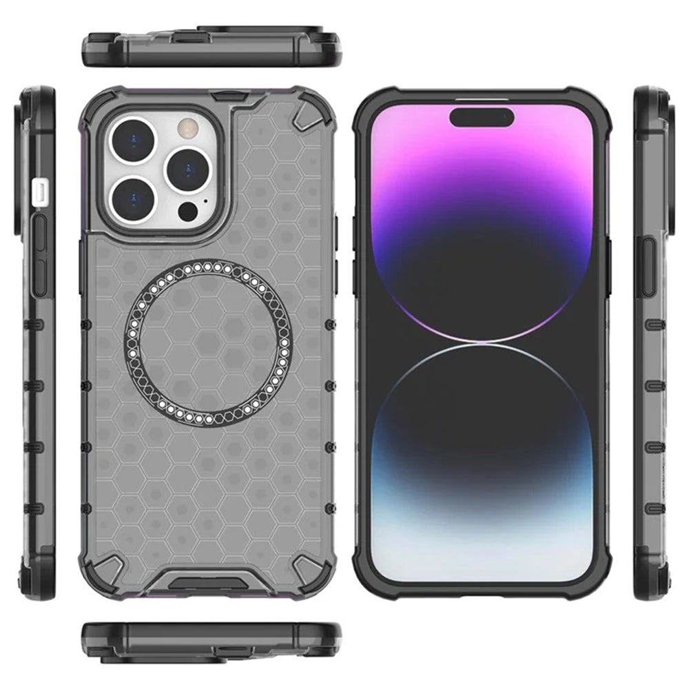 MagSafe Case for Apple iPhone 14 Pro, Techsuit, HoneyComb Shield, White