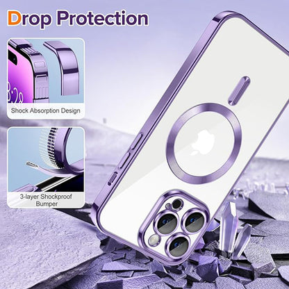 Θήκη MagSafe για Apple iPhone 14 Pro, Techsuit, Luxury Crystal, Ανοιχτό Μωβ