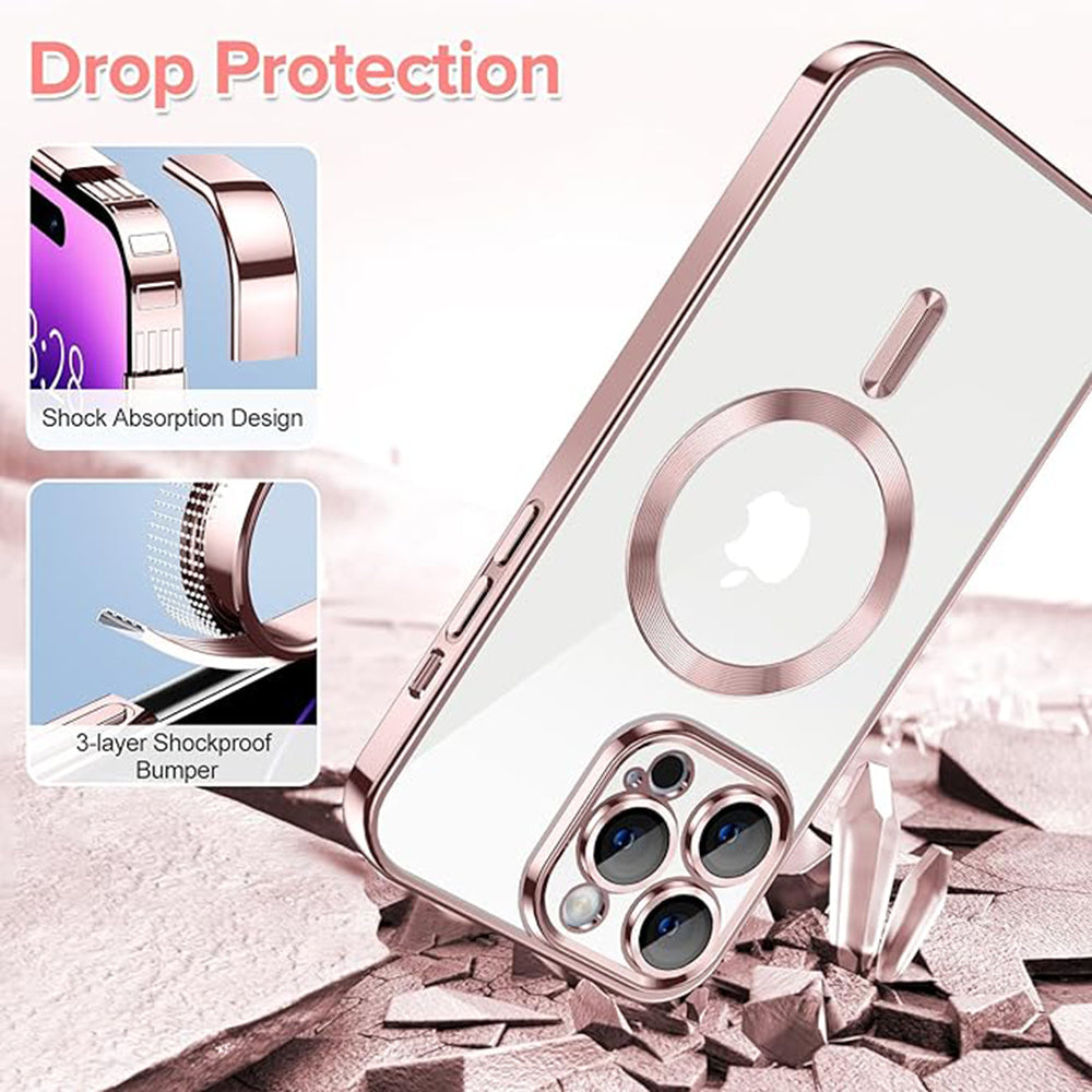 Θήκη MagSafe για Apple iPhone 14 Pro, Techsuit, Luxury Crystal, Ροζ
