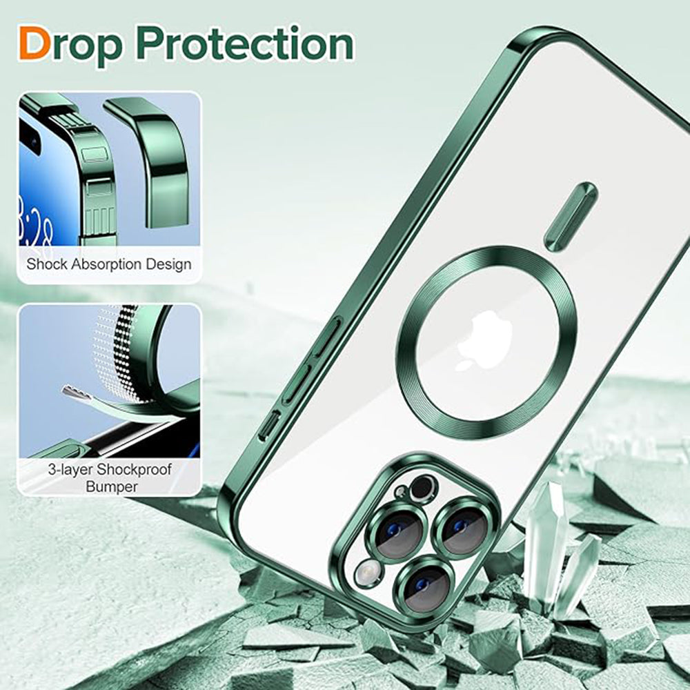 Θήκη MagSafe για Apple iPhone 14 Pro, Techsuit, Luxury Crystal, Σκούρο Πράσινο
