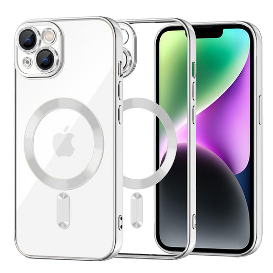 Θήκη MagSafe για Apple iPhone 14, Techsuit, Luxury Crystal, Ασημί