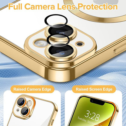 Θήκη MagSafe για Apple iPhone 14, Techsuit, Luxury Crystal, Χρυσή