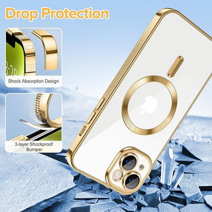 Θήκη MagSafe για Apple iPhone 14, Techsuit, Luxury Crystal, Χρυσή