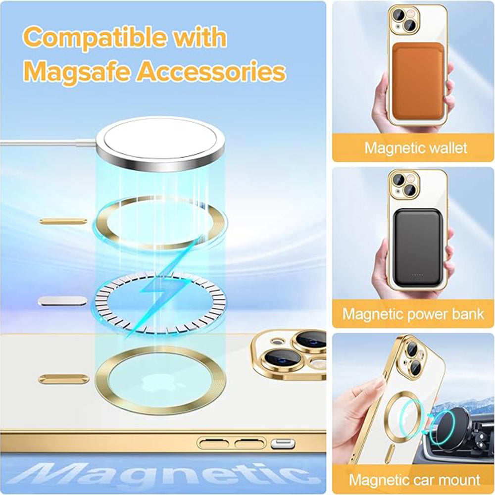 Θήκη MagSafe για Apple iPhone 14, Techsuit, Luxury Crystal, Χρυσή