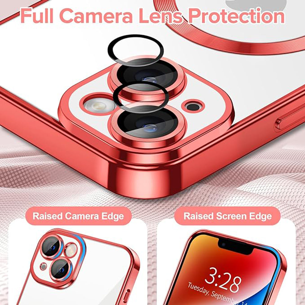 MagSafe Case for Apple iPhone 14, Techsuit, Luxury Crystal, Red