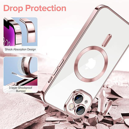 MagSafe Case for Apple iPhone 14, Techsuit, Luxury Crystal, Pink