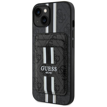 MagSafe Case for Apple iPhone 15, Guess, Cardslot 4G Stripes, Black