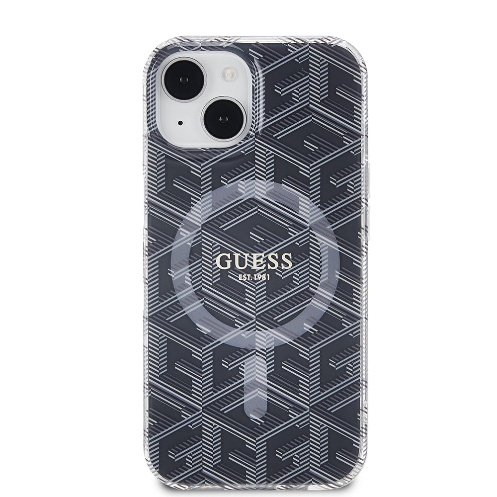 Θήκη MagSafe για Apple iPhone 15, Guess, IML Gcube, Μαύρη