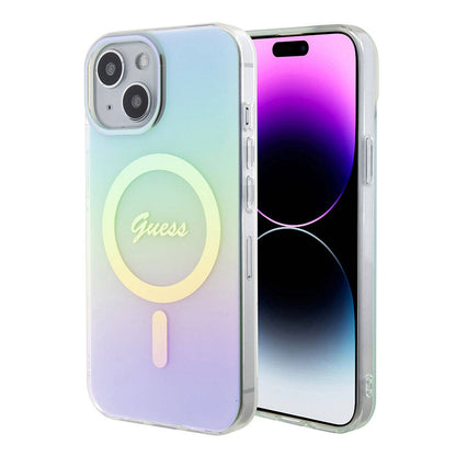 Θήκη MagSafe για Apple iPhone 15, Guess, IML Iridescent, Τυρκουάζ