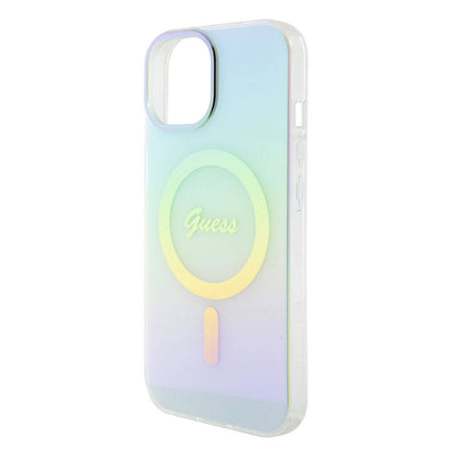 Θήκη MagSafe για Apple iPhone 15, Guess, IML Iridescent, Τυρκουάζ