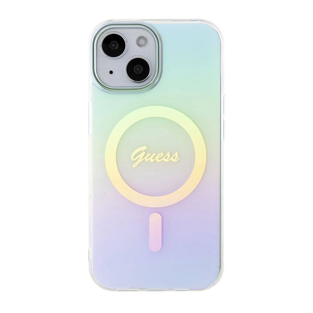 Θήκη MagSafe για Apple iPhone 15, Guess, IML Iridescent, Τυρκουάζ