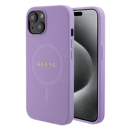 Θήκη MagSafe για Apple iPhone 15, Guess, Saffiano, Μωβ