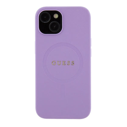 Θήκη MagSafe για Apple iPhone 15, Guess, Saffiano, Μωβ