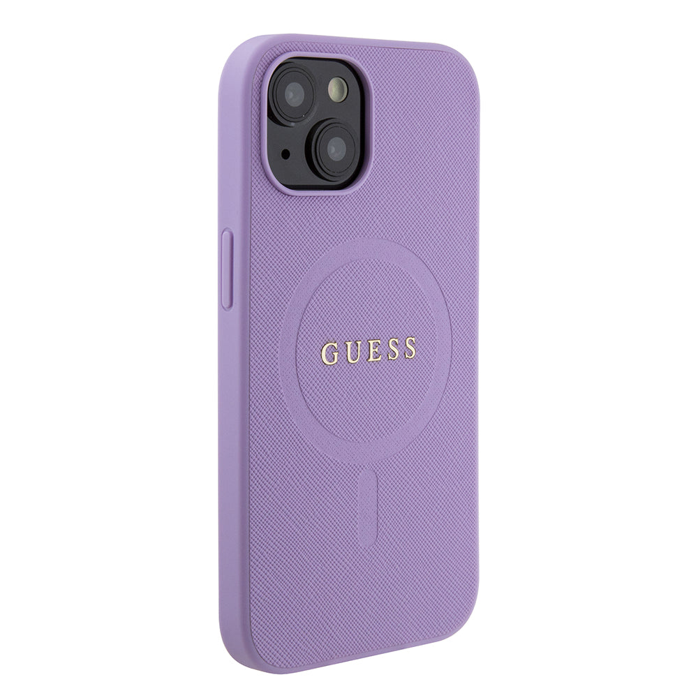 Θήκη MagSafe για Apple iPhone 15, Guess, Saffiano, Μωβ