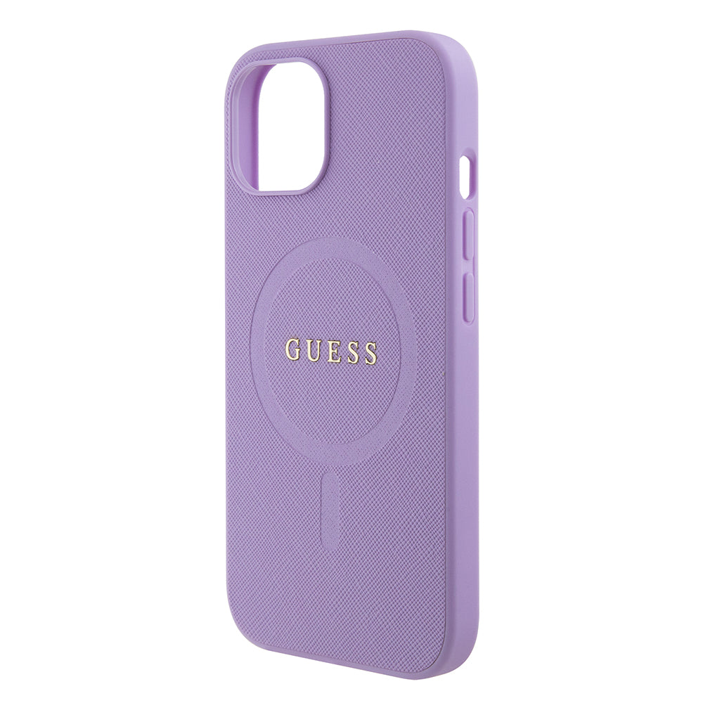 Θήκη MagSafe για Apple iPhone 15, Guess, Saffiano, Μωβ