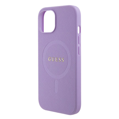 Θήκη MagSafe για Apple iPhone 15, Guess, Saffiano, Μωβ