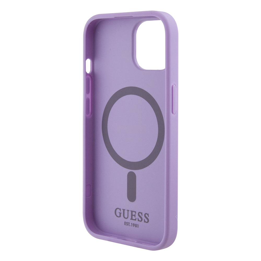 Θήκη MagSafe για Apple iPhone 15, Guess, Saffiano, Μωβ