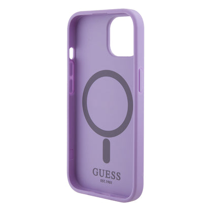 Θήκη MagSafe για Apple iPhone 15, Guess, Saffiano, Μωβ