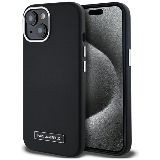 Θήκη MagSafe για Apple iPhone 15, Karl Lagerfeld, FW Metal Plate, Μαύρη