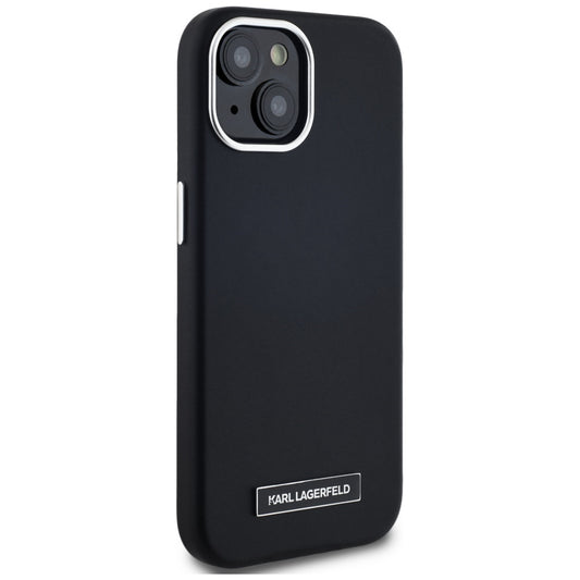 Θήκη MagSafe για Apple iPhone 15, Karl Lagerfeld, FW Metal Plate, Μαύρη