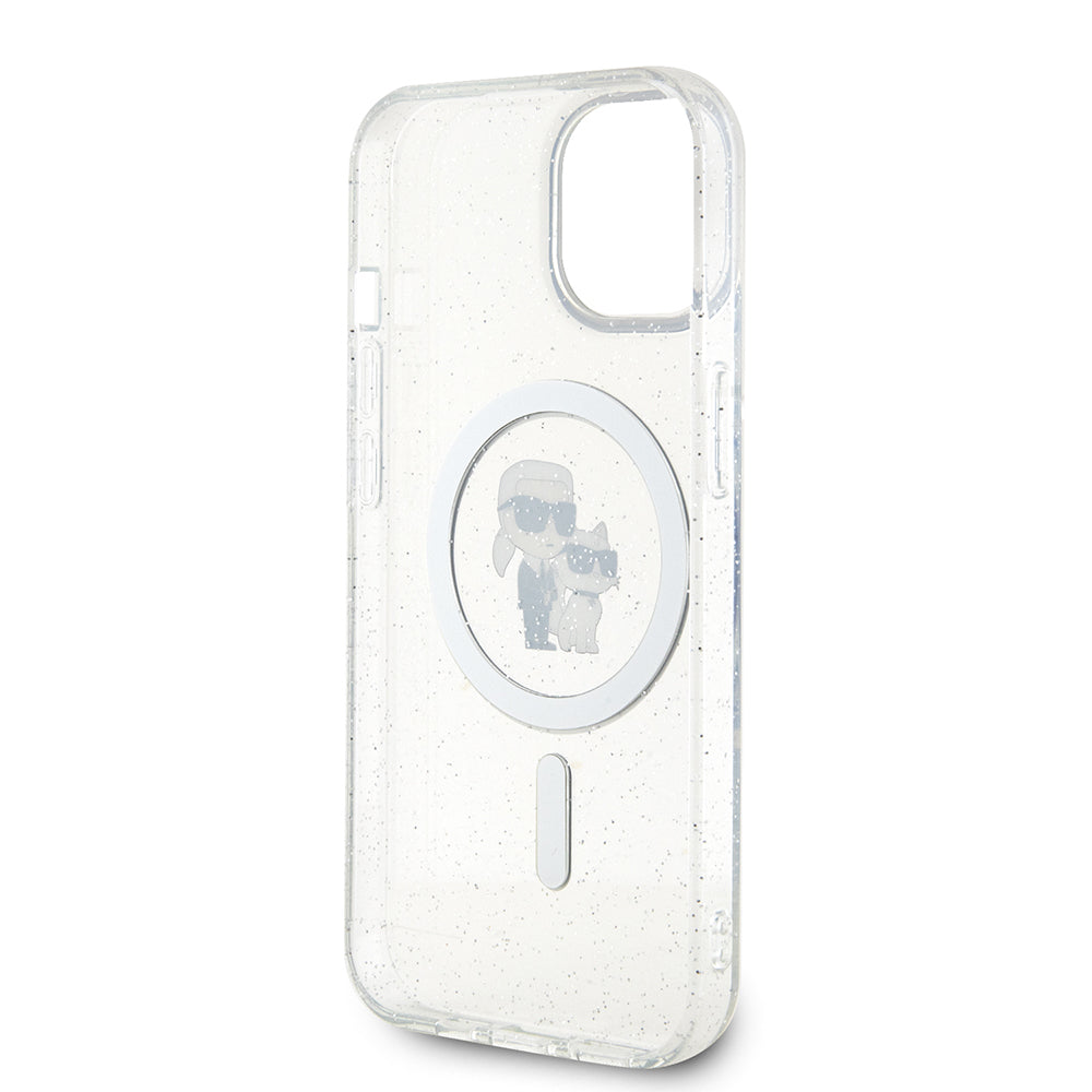 MagSafe Case for Apple iPhone 15, Karl Lagerfeld, Glitter, Transparent