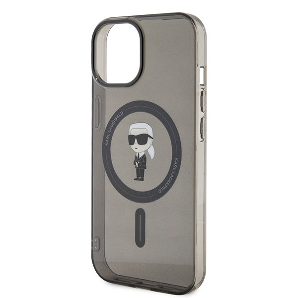 Θήκη MagSafe για Apple iPhone 15, Karl Lagerfeld, IML Ikonik Karl, Μαύρη