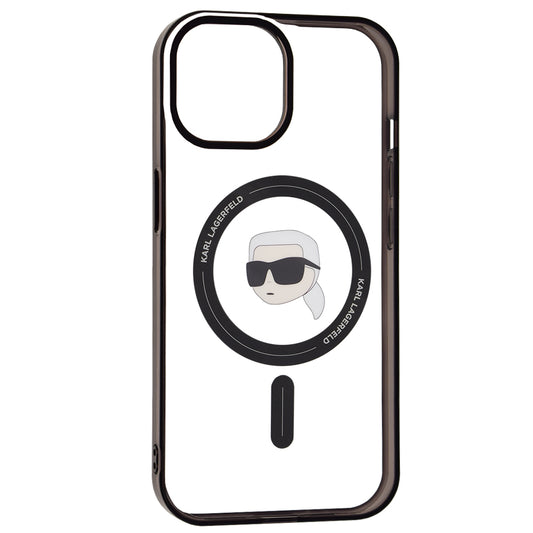 MagSafe Case for Apple iPhone 15, Karl Lagerfeld, IML Karl's Head, Transparent