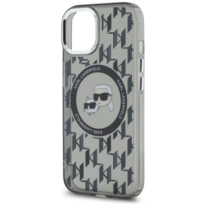 Θήκη MagSafe για Apple iPhone 15, Karl Lagerfeld, IML Monogram Karl & Choupette's Heads, Μαύρη